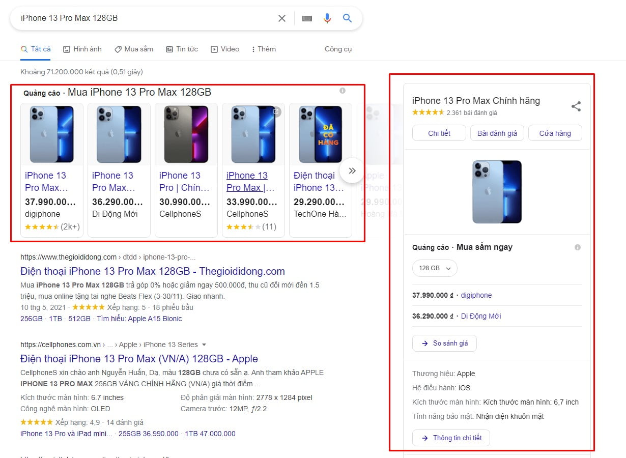 Dịch vụ quảng cáo Google Shopping.