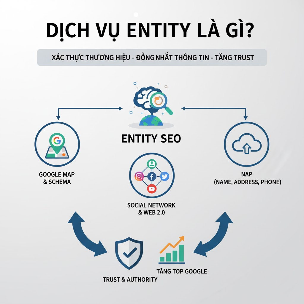 Dịch vụ Entity giúp củng cố uy tín thương hiệu bằng hệ thống liên kết và tín hiệu chuẩn hóa trên Google.