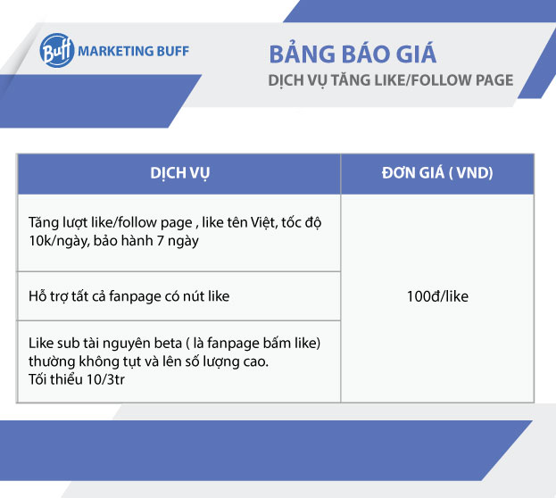 Báo giá gói dịch vụ tăng like facebook tại BuffSEO.